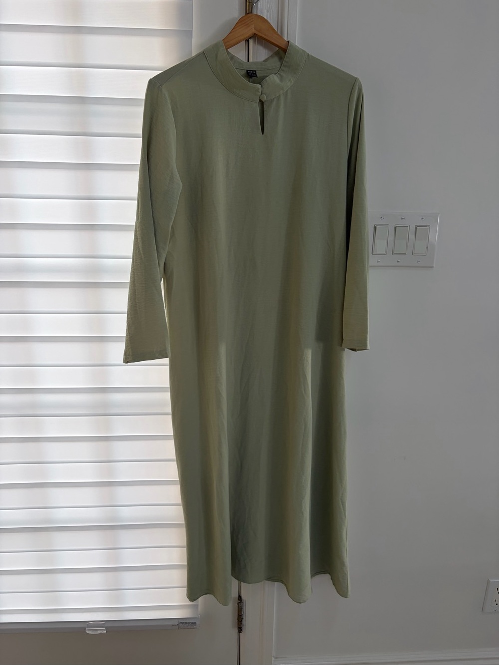 SHEIN Sage Green Long Sleeve Midi Dress